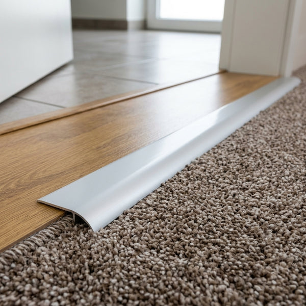 Anodised Aluminium Carpet Edging Cover Trim – 35.5 mm Wide x 10.3 mm High – 1000 mm (1 m) Length – Silver, Bright Silver, Bright Gold & Black
