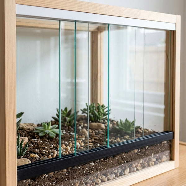 Vivarium Glass Runner Track – Double Channel, Top & Bottom – for 4 mm or 6 mm Glass – 610, 910 & 2440 mm – Black or White