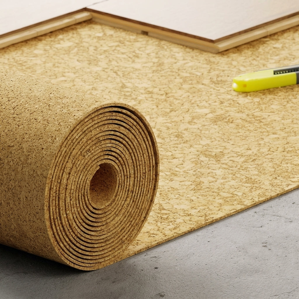 Natural cork underlay roll, 2 mm – close-up of the cork roll