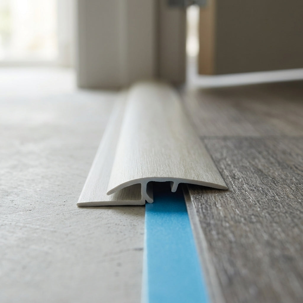 Wood effect uPVC door threshold strip, 30 mm x 900 mm – close-up of the wood effect strip
