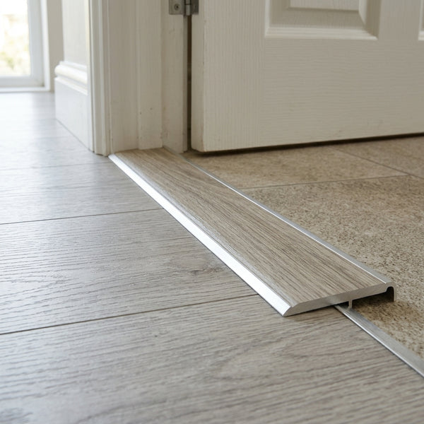 Self-Adhesive Floor Trim Edge Strip – 25 mm x 10 mm – 1 m & 2 m Lengths – Wood-Effect & Anodised Finishes