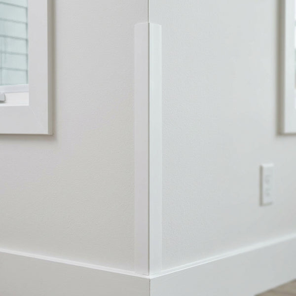 White PVC Corner Angle Trim 90° – Equal 10 x 10 to 100 x 100 mm & Unequal 17 x 5 to 70 x 30 mm – 1 m & 2.48 m Lengths