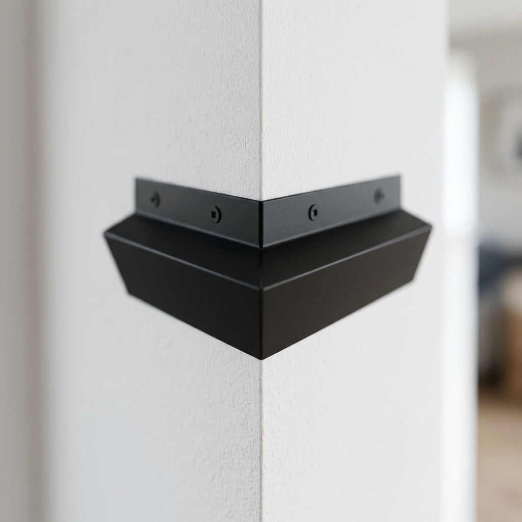 Black PVC corner angle trim – fitted on a corner