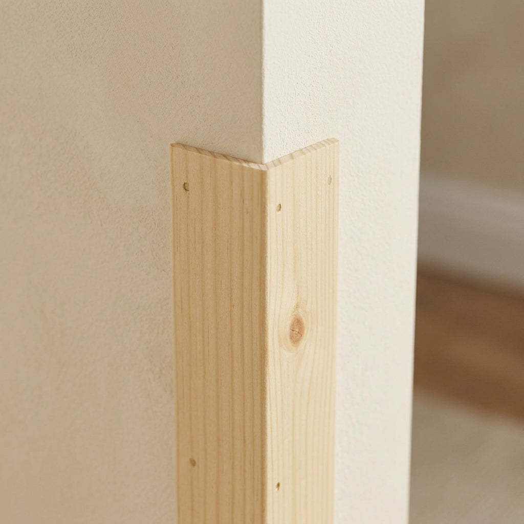 Pine wood corner angle trim – close-up of the pine trim