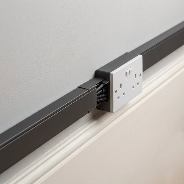 Black Mini PVC Cable Trunking – Screw Fix, Pre-Drilled – 15 x 10 mm to 40 x 25 mm – 1 m & 2 m Lengths