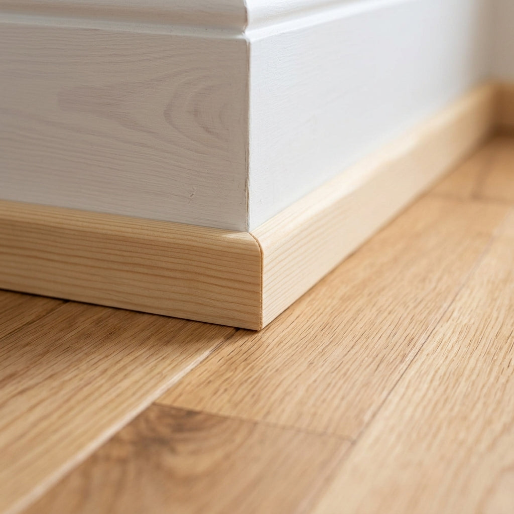 Flat pine wood beading trim – fitted along a skirting board