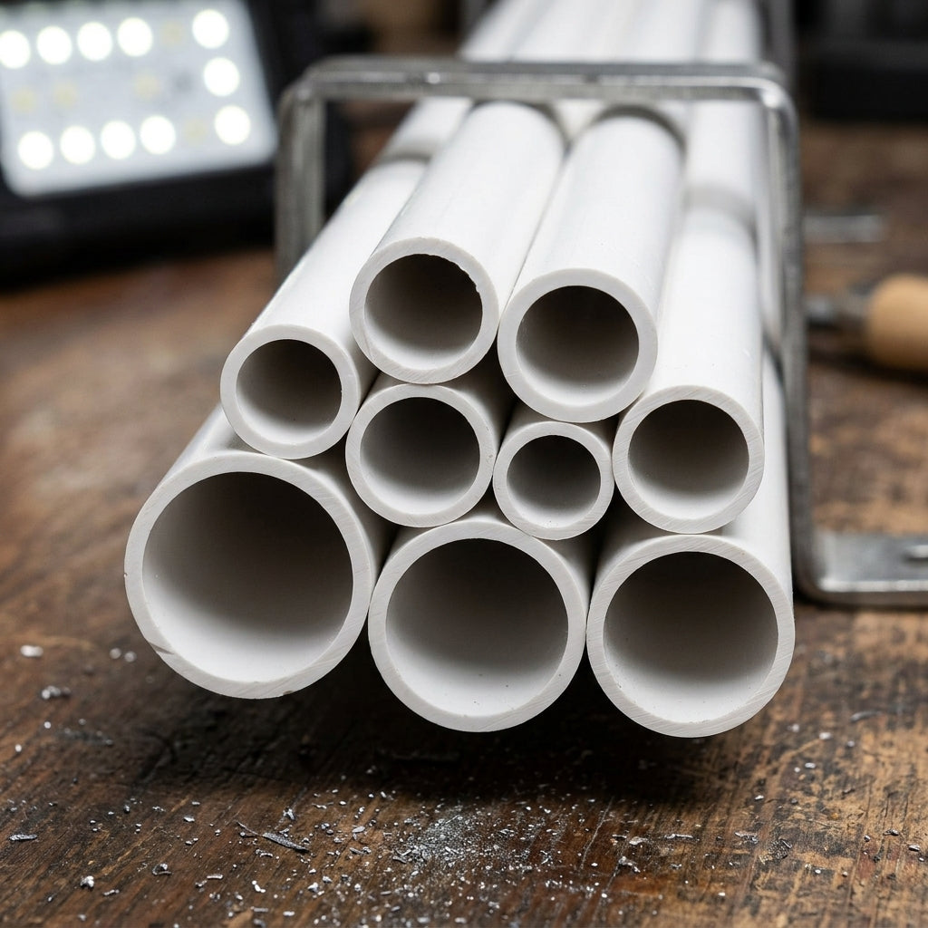 White PVC round pipe tube – close-up of the tube ends