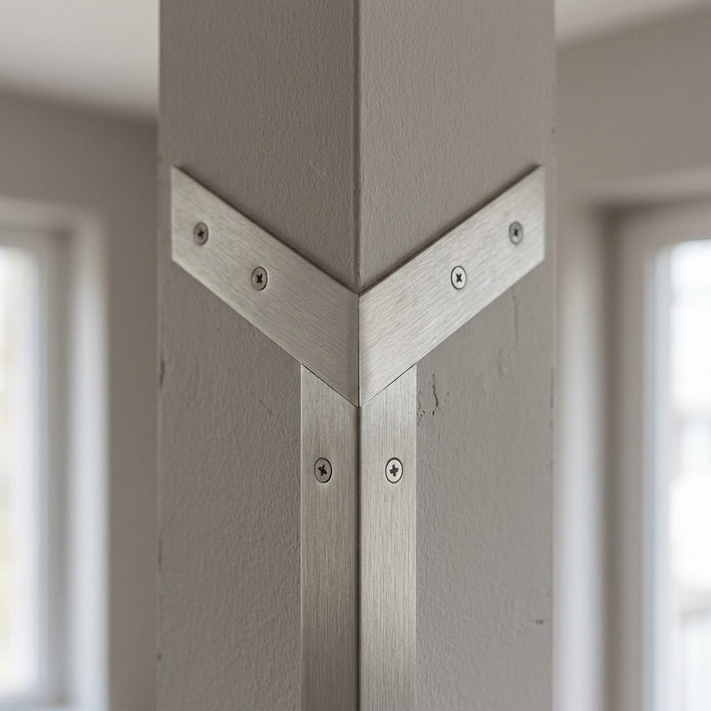 Brushed metallic grey aluminium angle trim – close-up of the angle trim