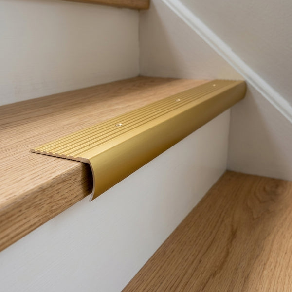 Aluminium Bullnose Stair Nosing – Curved Step Edge Trim – 50 mm Wide x 30 mm High – 1.18 m & 2.4 m Lengths – Silver, Gold & Champagne