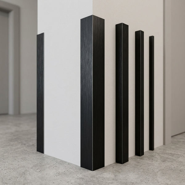 Brushed Black Aluminium Angle Trim – 90° L Profile, 1 mm Wall – 1 m (39.37 in) Length – 7 Equal & Unequal Sizes from 5 x 5 mm to 30 x 30 mm
