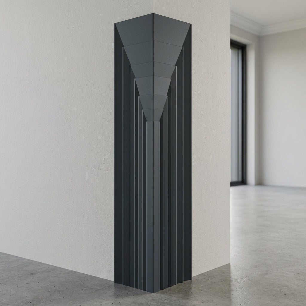 Anthracite PVC corner angle trim – fitted on a wall corner