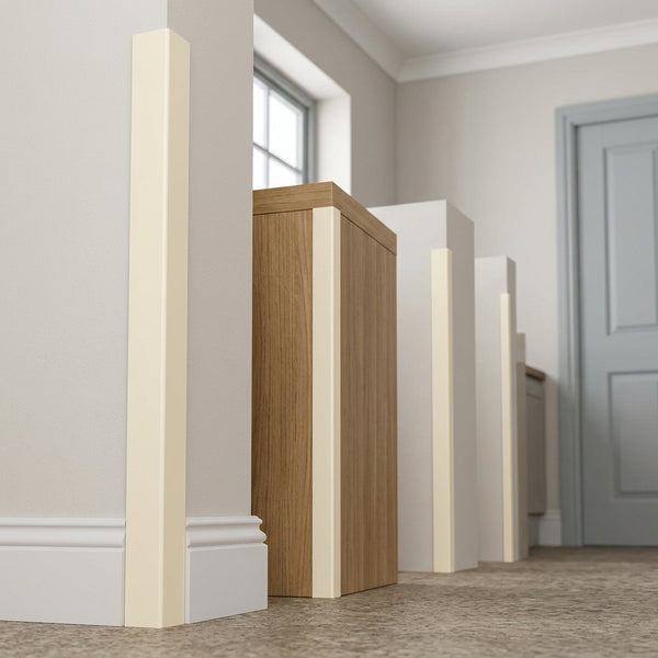 Ivory PVC Corner Angle Trim – 90° Equal Edge Protector – 10x10 mm to 50x50 mm – 1 m & 2.48 m Lengths