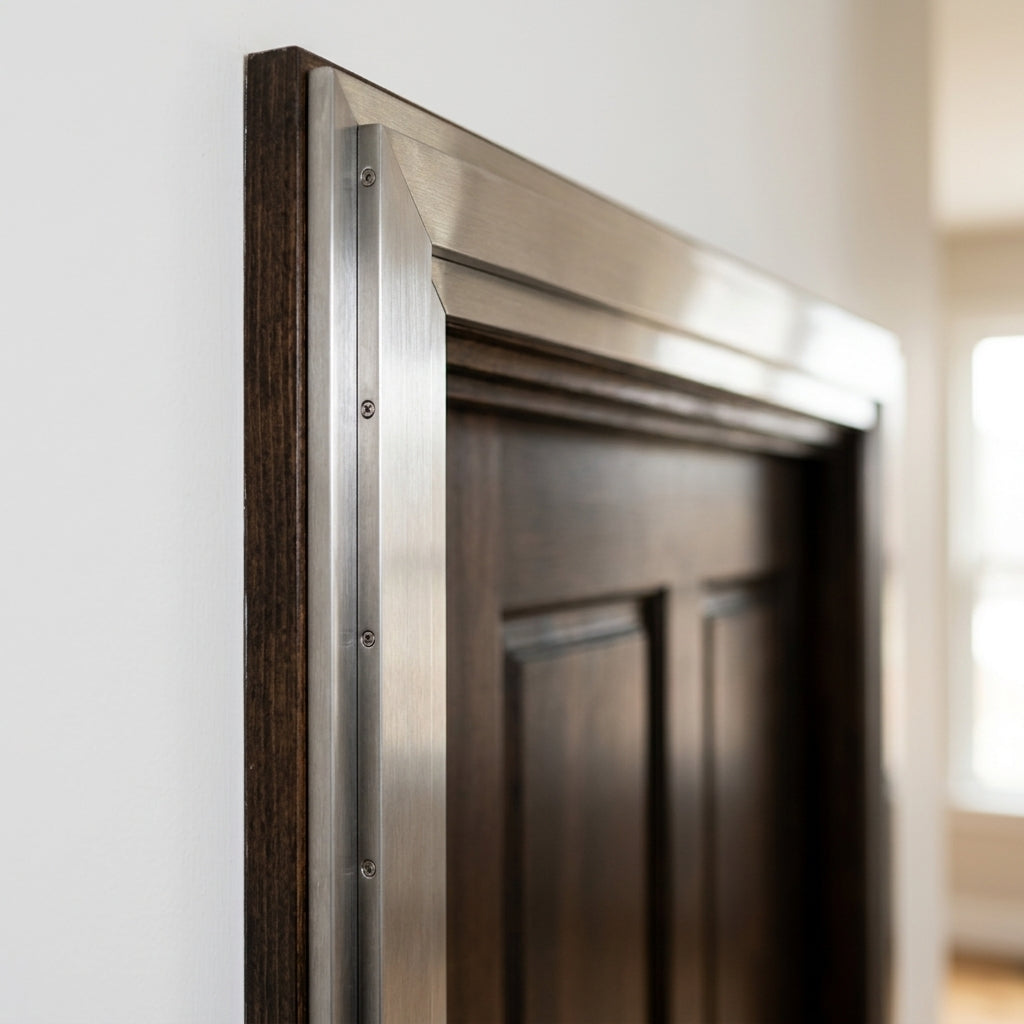 Grade 304 stainless steel flat bar – fitted along a door frame edge