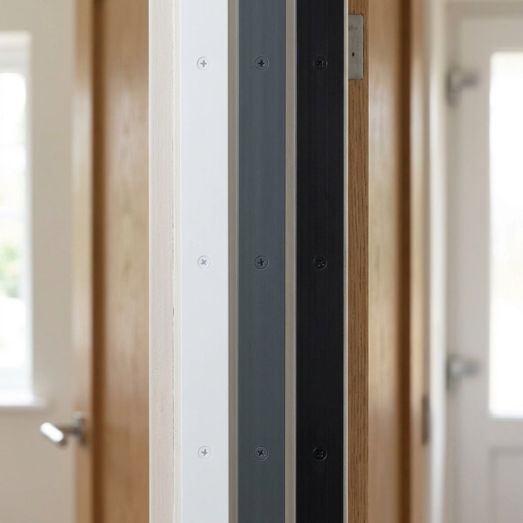 Rigid PVC plastic flat bar – black flat bar fitted on a door frame