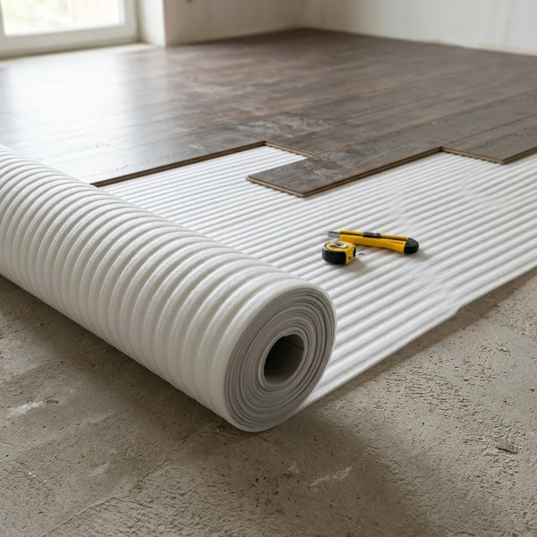Acoustic Underlay Roll for Laminate & Wood Flooring – 2 mm Thick – 10 m² & 25 m² Rolls – White