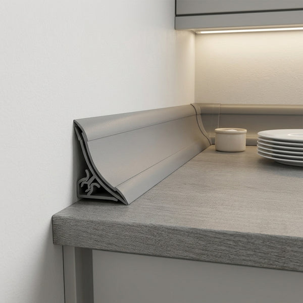 PVC Worktop Splashback Edging Trim – 33 mm Wide – 2500 mm (2.5 m) Length – Matching Corners & End Caps – 5 Colours