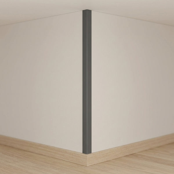 Dark Grey PVC Corner Angle Trim – 90° Equal & Unequal Edge Protector – 10x10 mm to 50x50 mm – 1 m & 2.48 m Lengths