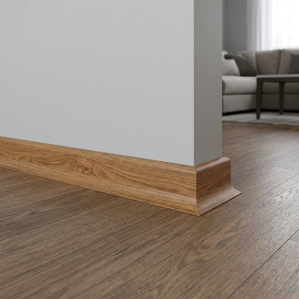 Self-Adhesive Flexible PVC Skirting Board – Wood Effect – 50 mm High – 5 m Roll – 10 Colours