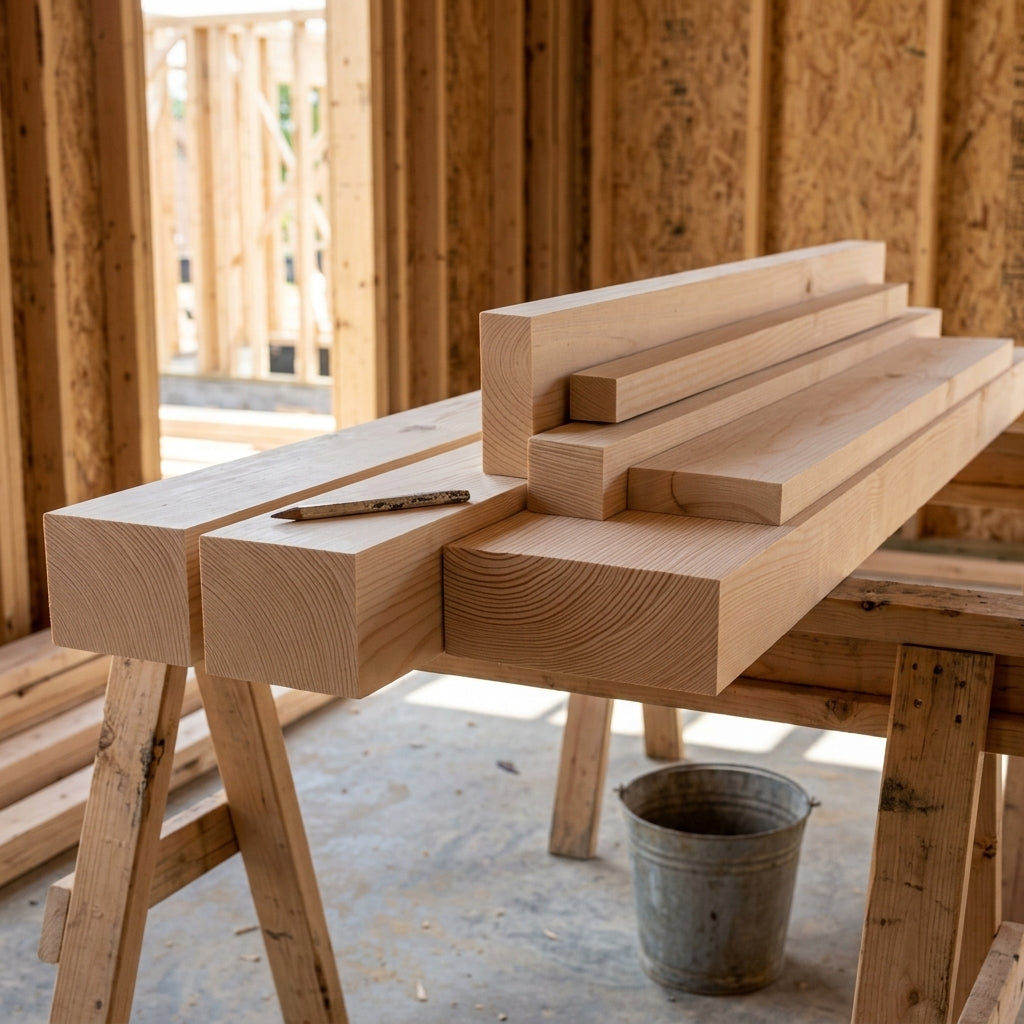 Planed pine timber batten – battens on a workbench
