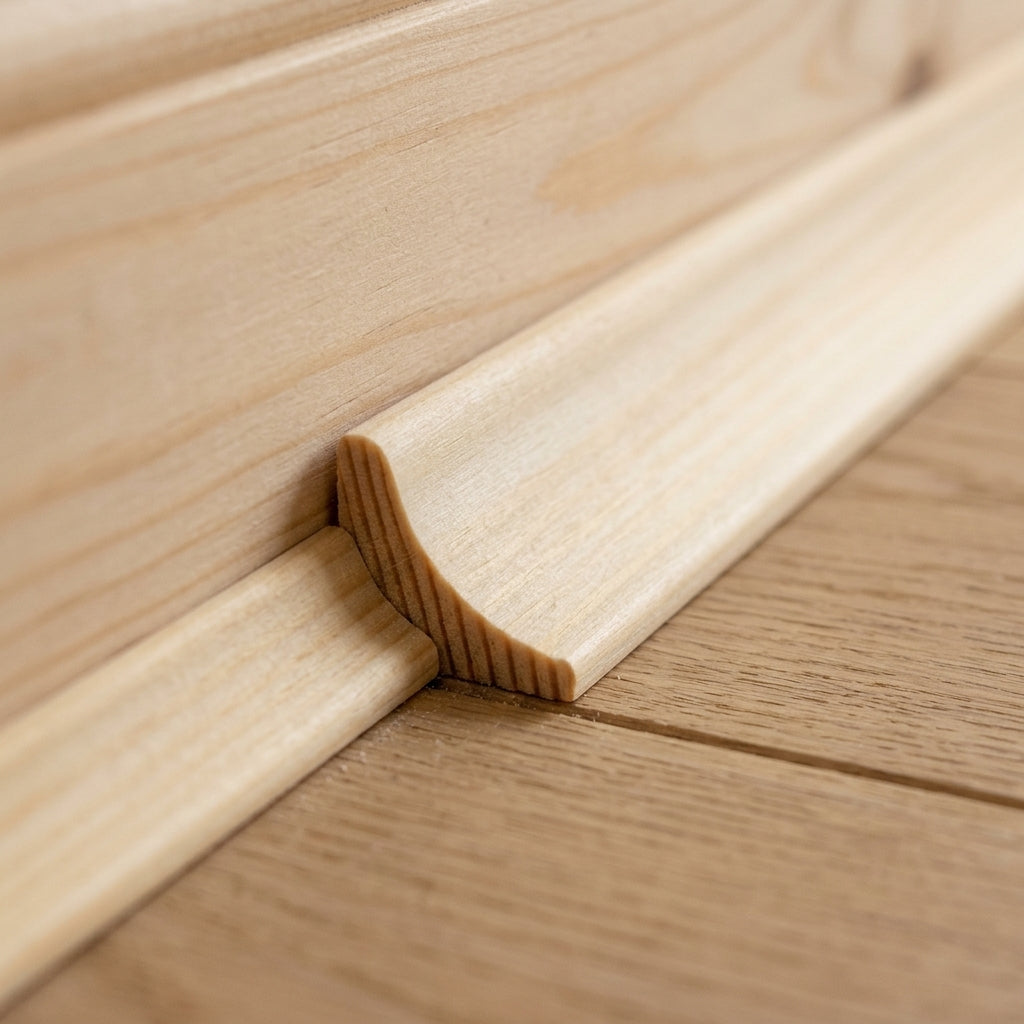 Natural pine scotia trim, 15 and 20 mm – close-up of the scotia profile
