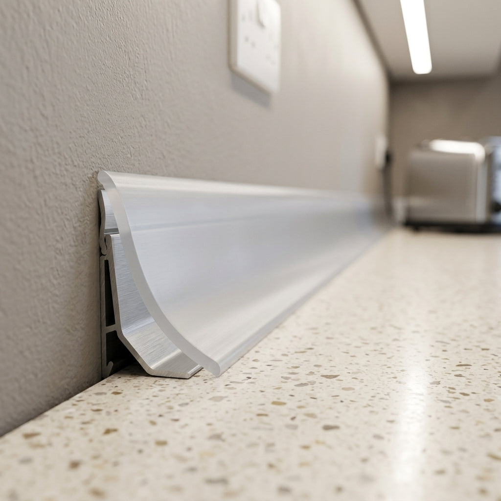 Flexible waterproof worktop sealing strip – close-up of the seal on a worktop